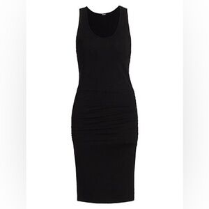 Monrow Supersoft Shirred T-Shirt Dress Black